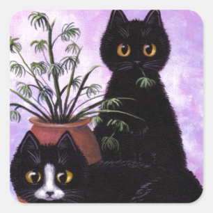 Sticker Carré Funny Cats Black Tuxedo Créationarts