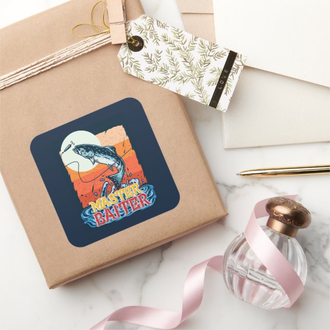 Sticker Carré Funny Fishing Master Baiter (Cadeaux)