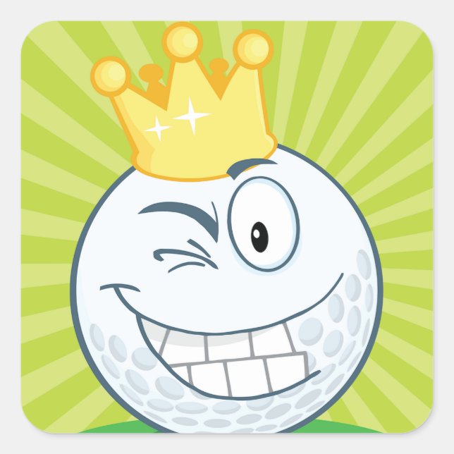 Sticker Carré Funny Golf Ball King Of Golf (Devant)