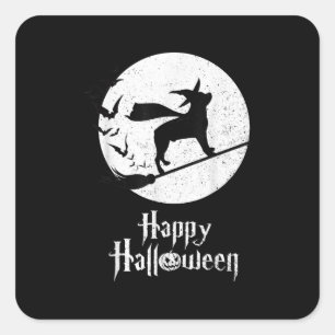 Sticker Carré Funny Halloween Costume Witch Rottweiler Dog