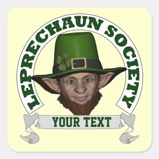 Sticker Carré Funny Irish Personalized leprechaun society (Devant)