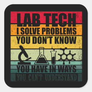 Sticker Carré Funny lab tech cite laboratoire technicien humour