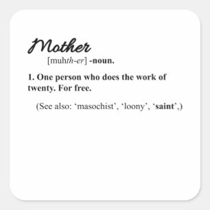 Sticker Carré FUNNY MOM CITE L'heureuse fête des mères Maman Coo