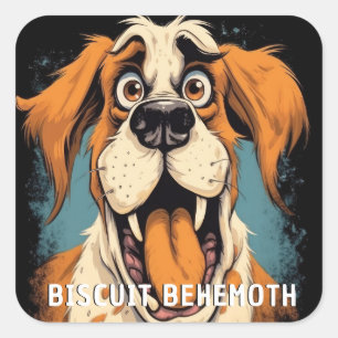 Sticker Carré Funny Monster Dog : Biscuit Behemoth