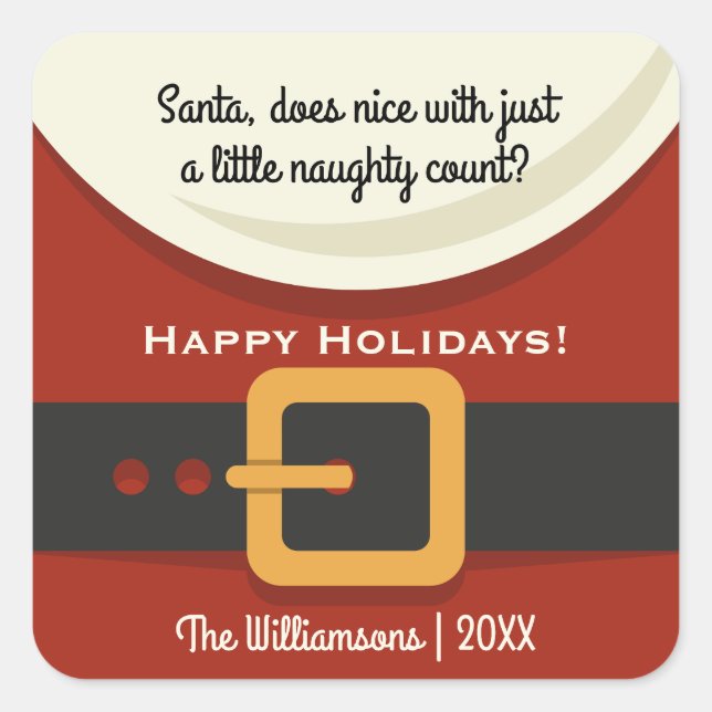 Sticker Carré Funny Noël Père Noël Naughty & Nice (Devant)