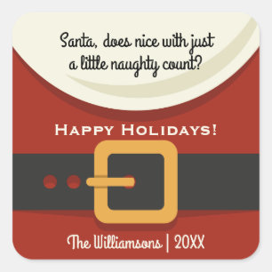 Sticker Carré Funny Noël Père Noël Naughty & Nice