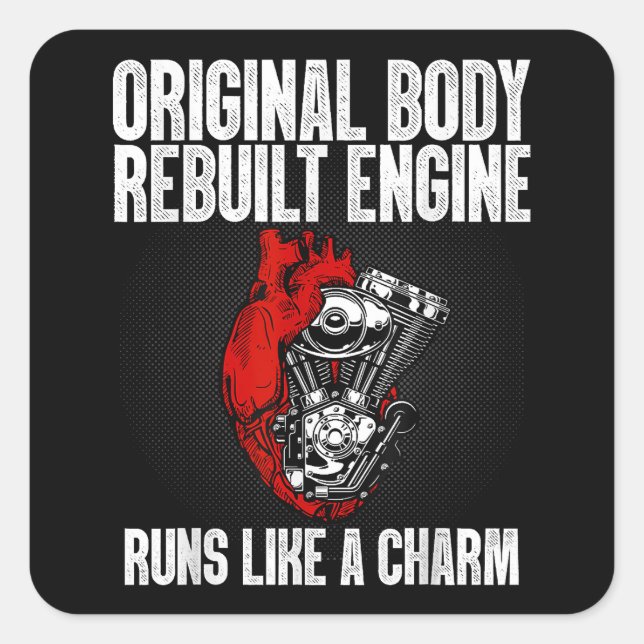 Sticker Carré Funny Open Heart Chirurgie Récupération Survivant  (Devant)