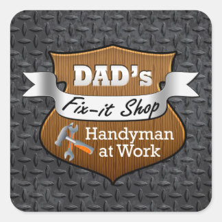 Sticker Carré Funny Papa's Fix-it Shop Handy Man Fête des pères