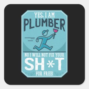 Sticker Carré Funny Plumber