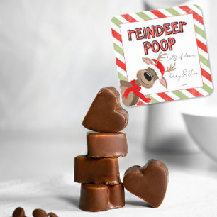 Sticker Carré Funny Reindeer Poop Noël Favoriser Sac de vacances