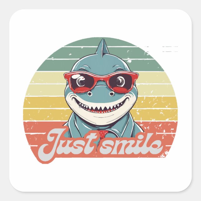 Sticker Carré Funny requin invitation vous sourire (Devant)