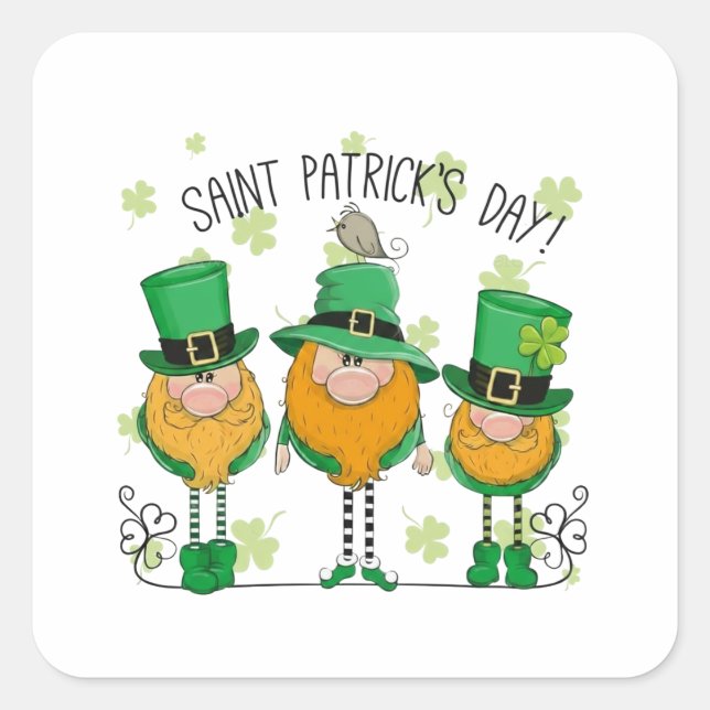 Sticker Carré Funny Saint Patrick's Day T-Shirt Irish Shamrock (Devant)