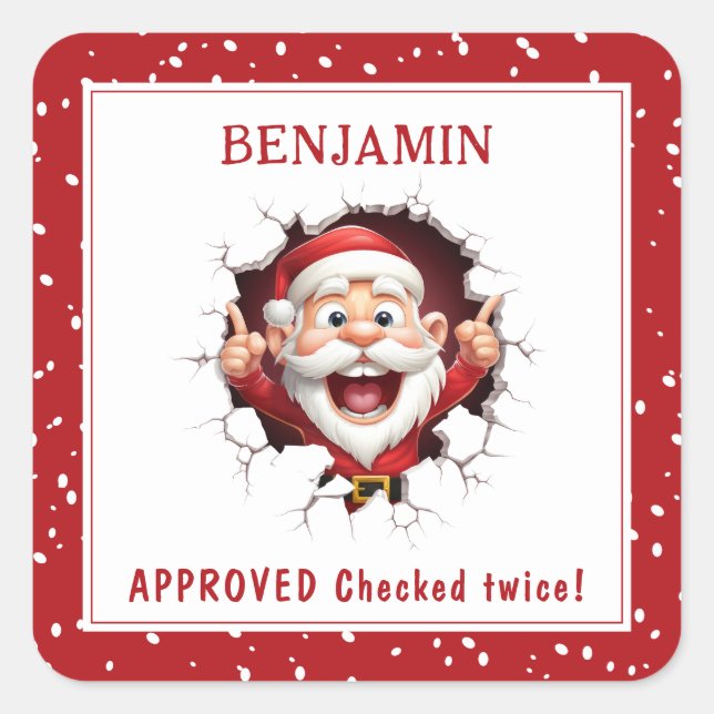 Sticker Carré Funny Santa Claus à travers le nom Noël (Devant)