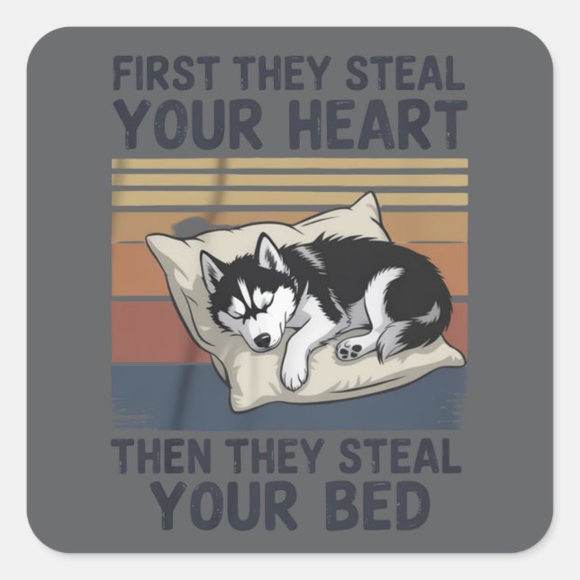 Sticker Carré Funny Siberian Husky Pet Lovers Dog Owner  (Devant)