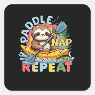 Sticker Carré Funny Sloth Outdoor - Kayaking Sloth