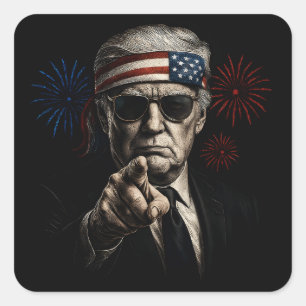 Sticker Carré Funny Trump Golfe Des USA Amérique 2025 4 juillet