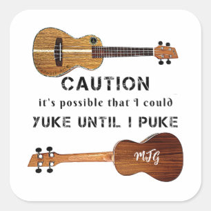 Sticker Carré Funny Ukulele Humour musicien