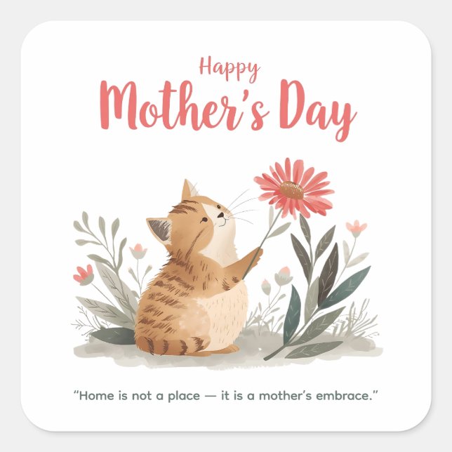 Sticker Carré Furry Love on Mother’s Day (Devant)