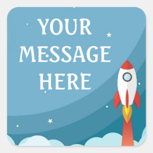 Sticker Carré Fusée spatiale en arrière-plan - Personnalisez la 