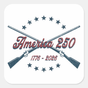 Sticker Carré Fusils Croisés Patriotiques Amérique 250 1776-2026