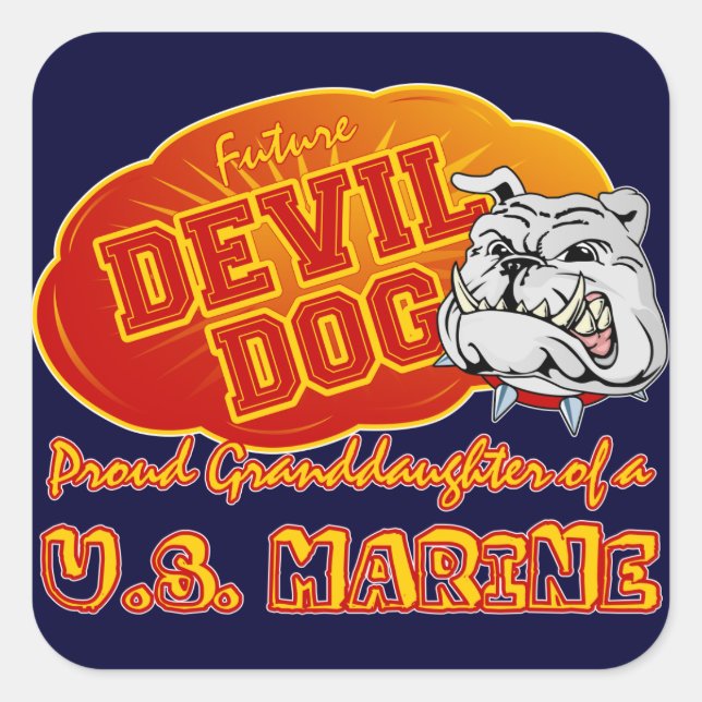 Sticker Carré Futur diable chien (Devant)