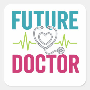 Sticker Carré Futur Médecin Cadeau Médical Mignon pour la Jour