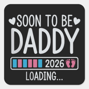 Sticker Carré Futur Papa 2026 Annonce de Grossesse en Cours