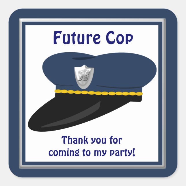 Sticker Carré Futur Parti Casquette de la police policière (Devant)