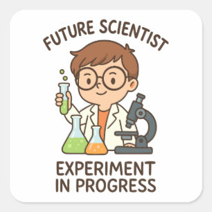 Sticker Carré Futur scientifique - Expérience en cours