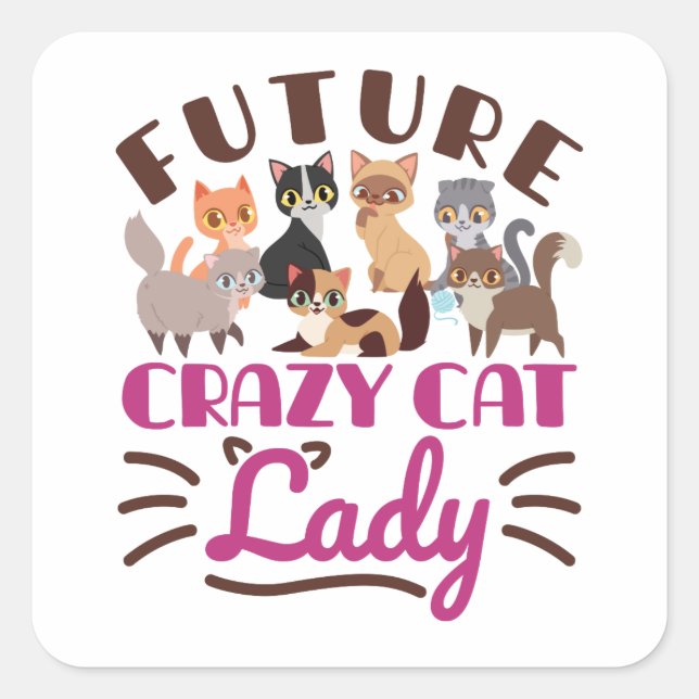 Sticker Carré Future Crazy Cat Lady (Devant)