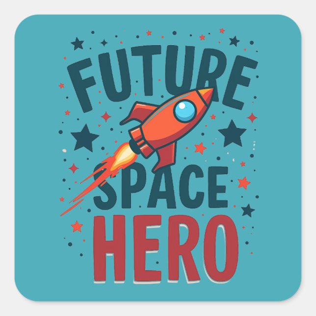 Sticker Carré Future Space Hero Retro Rockship Design (Devant)