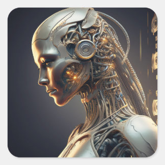 Sticker Carré Futuriste conçu par IA
