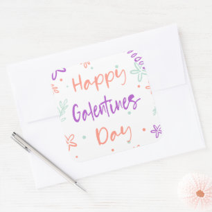 Sticker Carré Gal Pals Joyeux Galentines Jour Valentines Fleurs