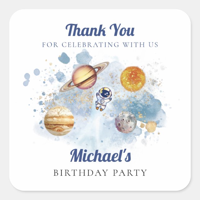 Sticker Carré Galaxie des planètes de fusées spatiales (Devant)