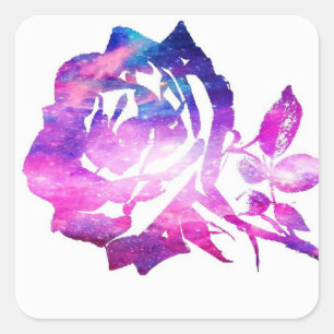 Sticker Carré Galaxy Rose forme rose et violet étoiles brillante