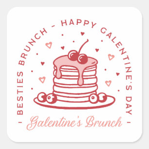 Sticker Carré Galentine's Day rend brunch coquette esthétique