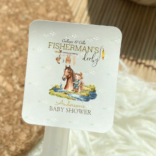 Sticker Carré Gallops and Gills Fisherman Derby Baby shower