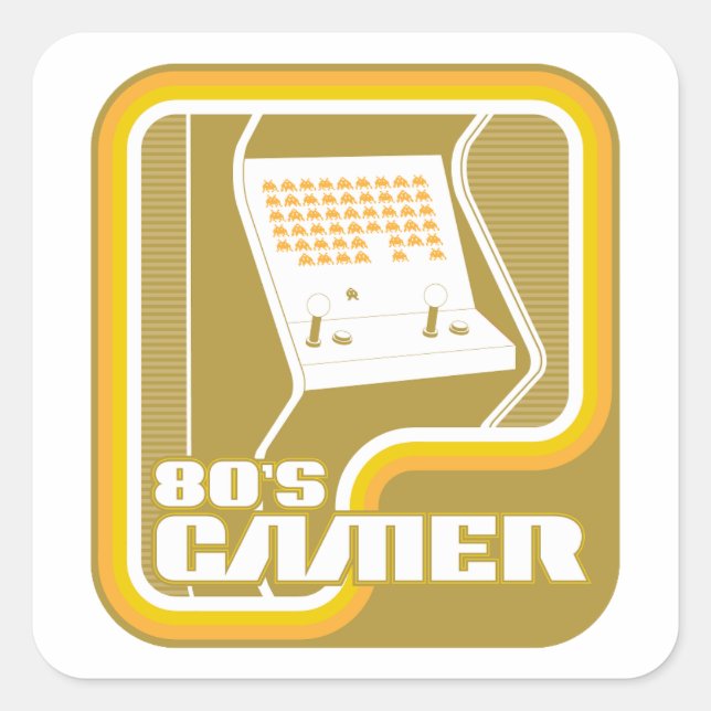 Sticker Carré Gamer des années 80 (Devant)