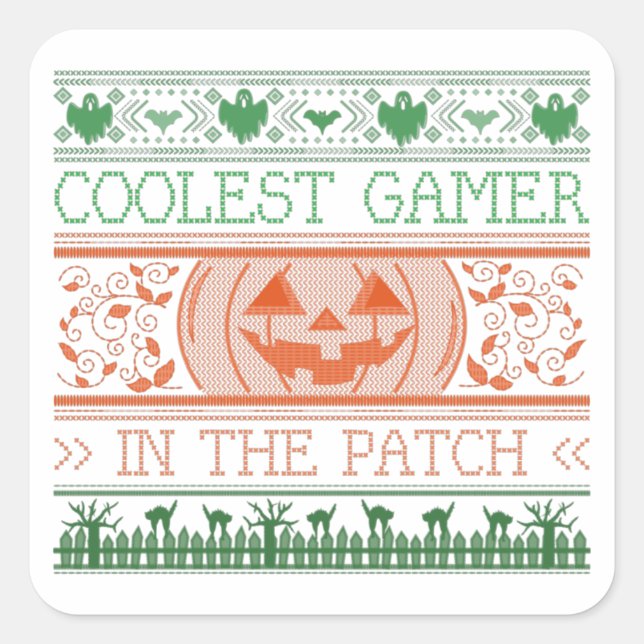 Sticker Carré Gamer Le Plus Coolle Dans Le Patch (Devant)