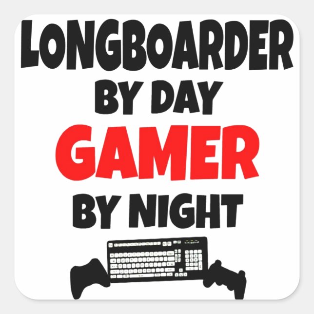 Sticker Carré Gamer Longboarder (Devant)