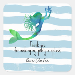 Sticker Carré gamins Mermaid merci pour avoir fait un splash