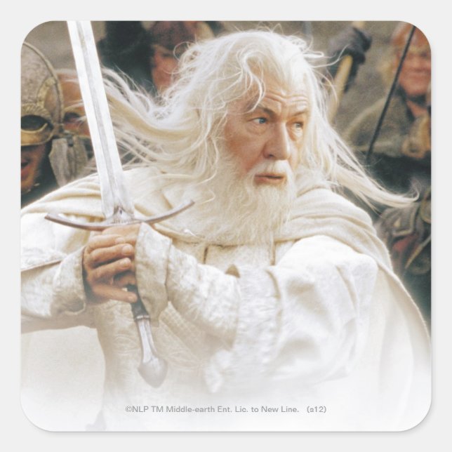 Sticker Carré GANDALF™ Combattre avec épée (Devant)