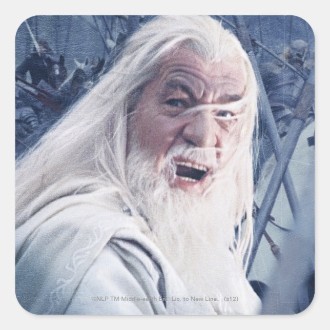 Sticker Carré GANDALF™ En Bataille (Devant)