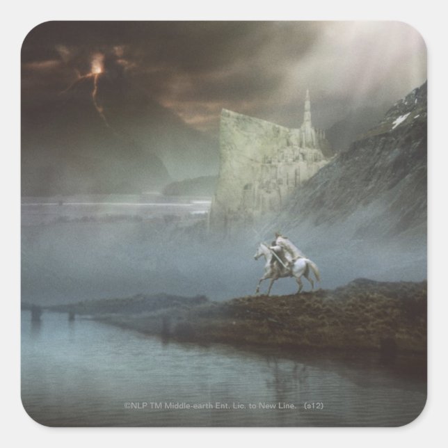 Sticker Carré GANDALF™ Takes Hobbits to Guarded City (Devant)