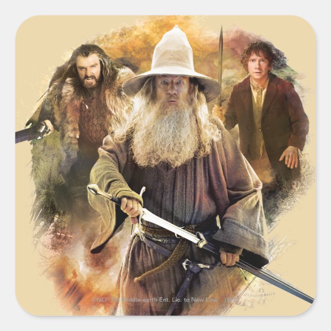 Sticker Carré Gandalf, THORIN OAKENSHIELD™, & BILBO BAGGINS™ (Devant)
