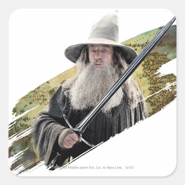 Sticker Carré Gandalf With Sword Green (Devant)