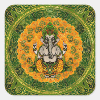 Sticker Carré Ganesha dans les fleurs de Marigold et la décorati