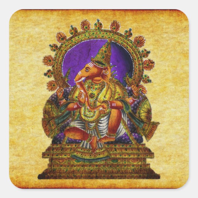 Sticker Carré Ganesha Deva antique (Devant)