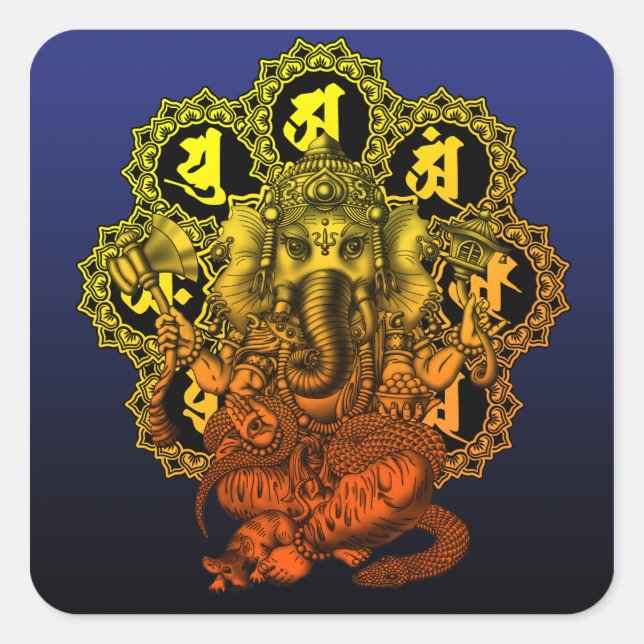 Sticker Carré Ganesha Mandala2 (Devant)