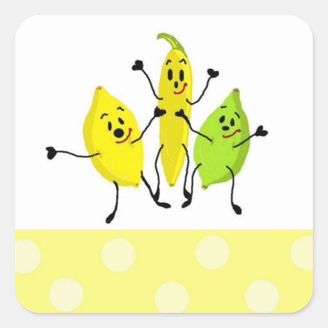 Sticker Carré Gang des Fruits Drôles (Devant)